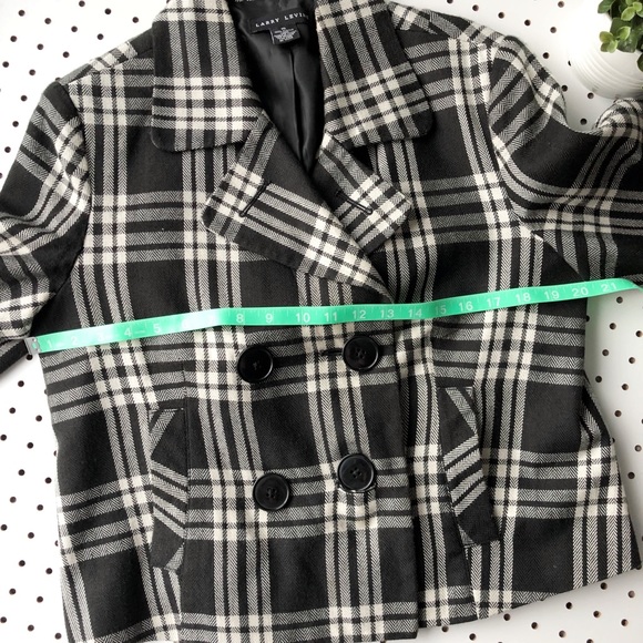 LARRY LEVINE short plaid wide sleeve blazer jacket - Picture 4 of 5
